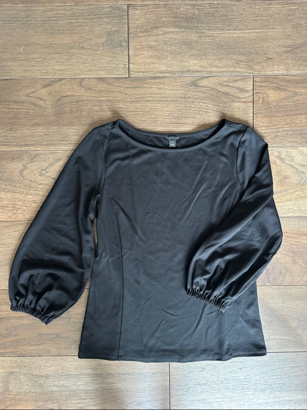Ann Taylor Elegant Black Blouse, Puff Sleeve